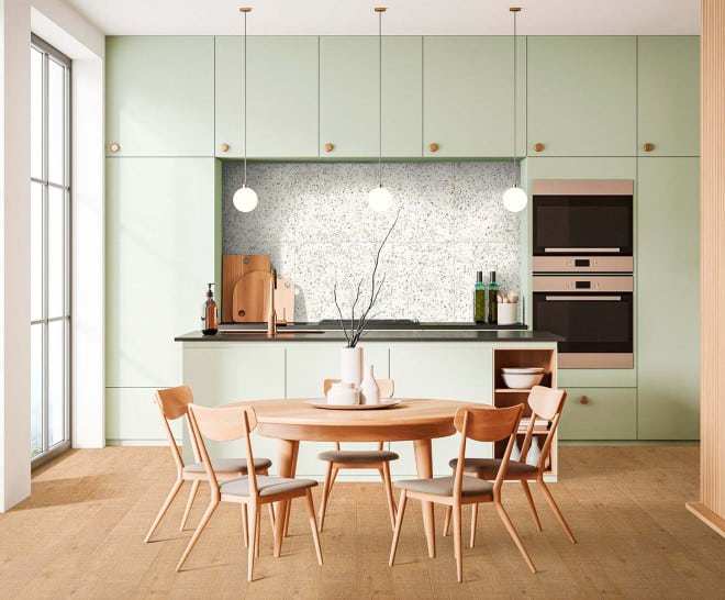 Velg Trendy Natural fliser i 60x60 cm for et eksklusivt marmor- og terrazzo-utseende. Perfekt for gulv og vegg!